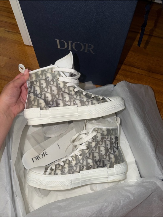 Dior Shoes - Dior Grey/White Oblique High-Top Sneakers